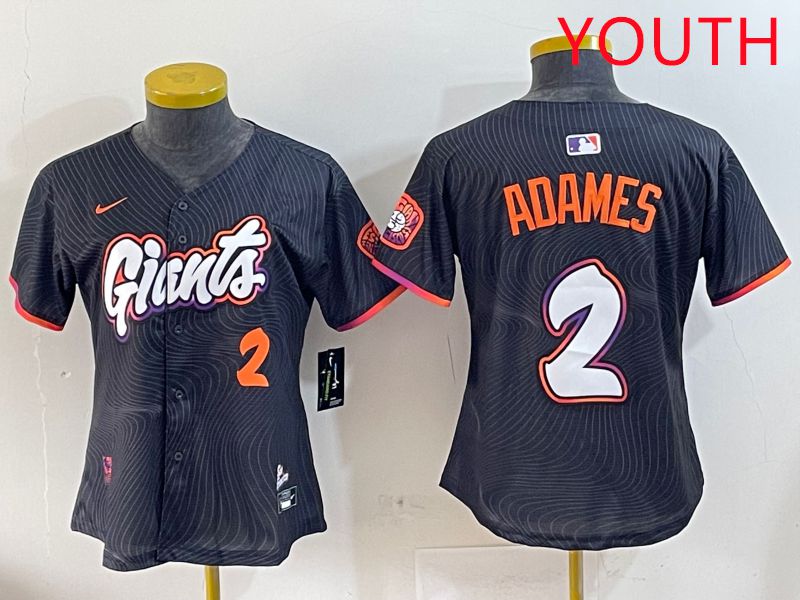 Youth San Francisco Giants #2 Adames Black Joint Name Nike 2025 MLB Jersey style 5